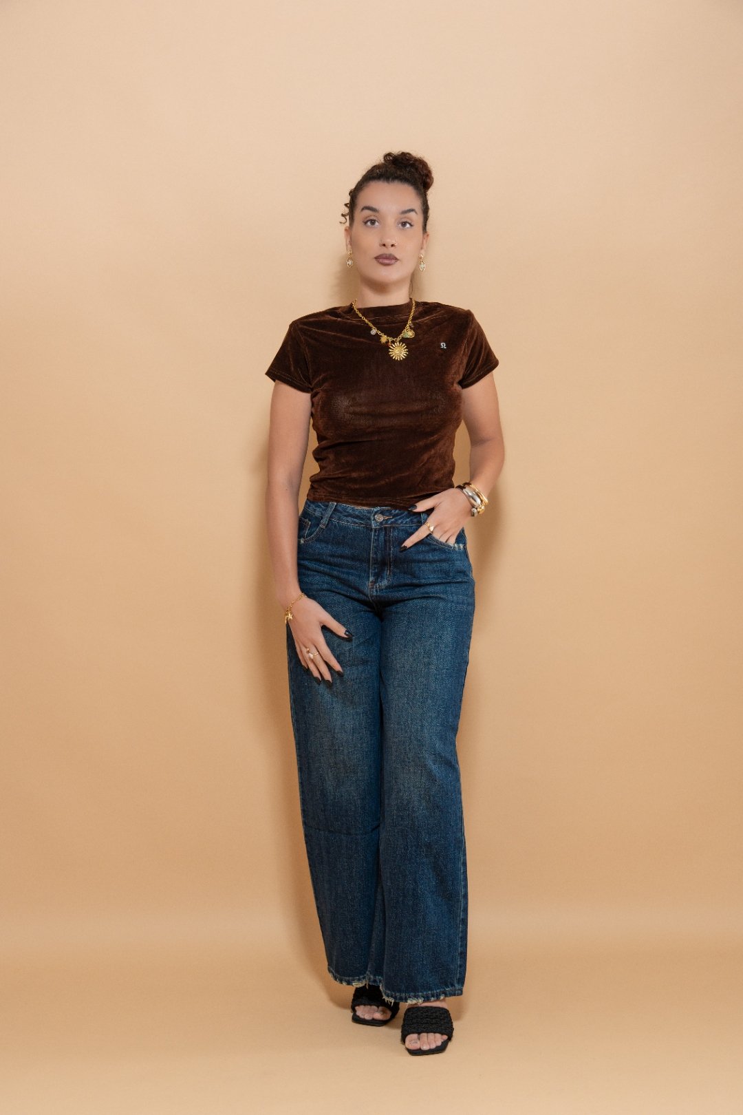 Jean Large Déchiré Bleu Foncé - Effet Usé Poches et Chevilles