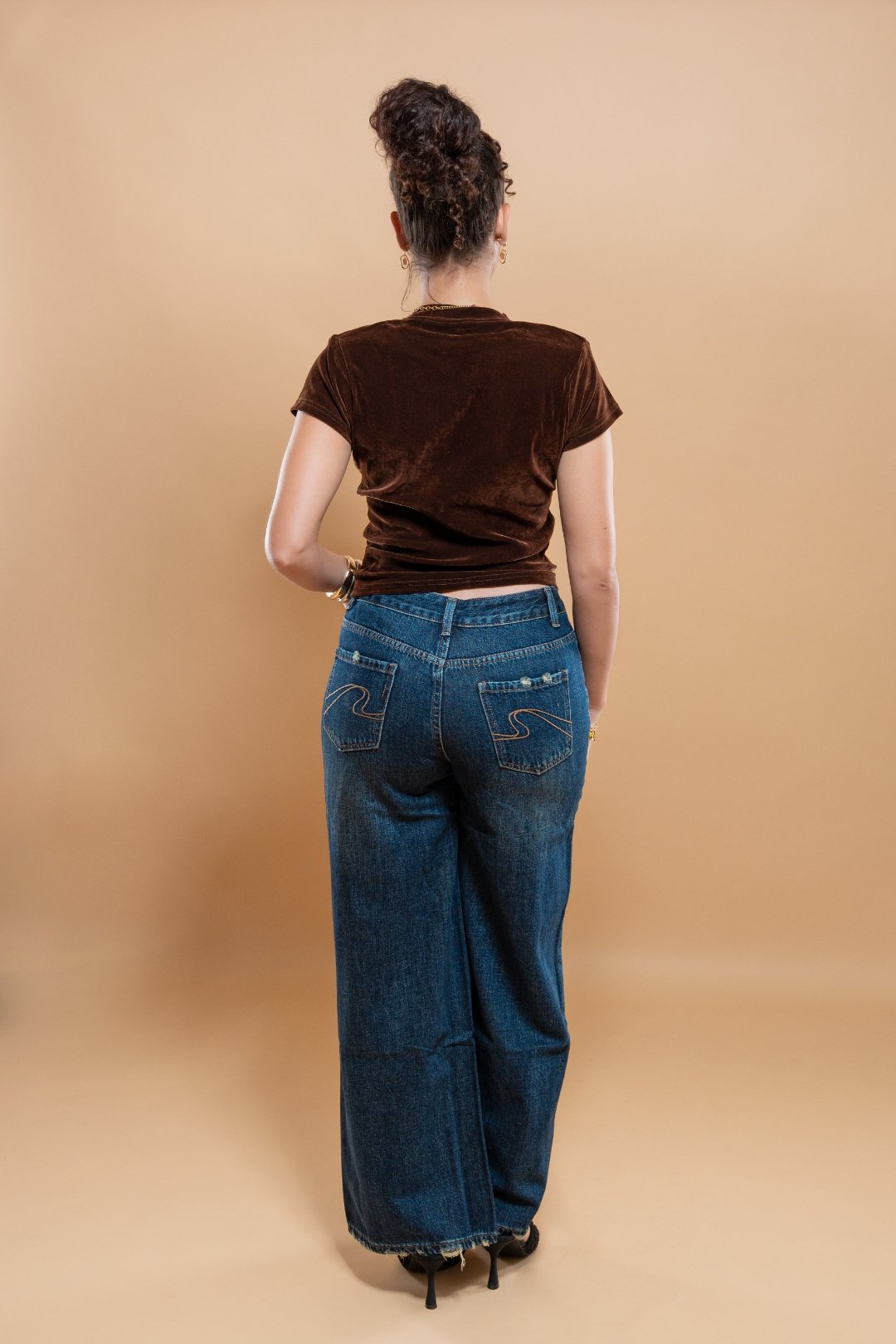 Jean Large Déchiré Bleu Foncé - Effet Usé Poches et Chevilles