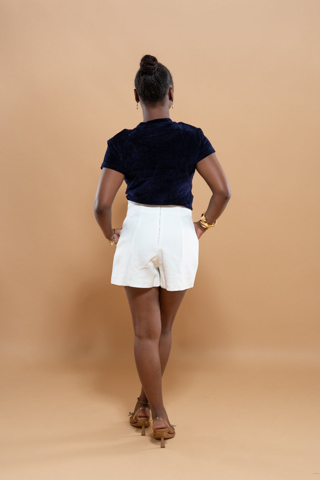 T-Shirt Femme en Velours Élastique avec Bijou